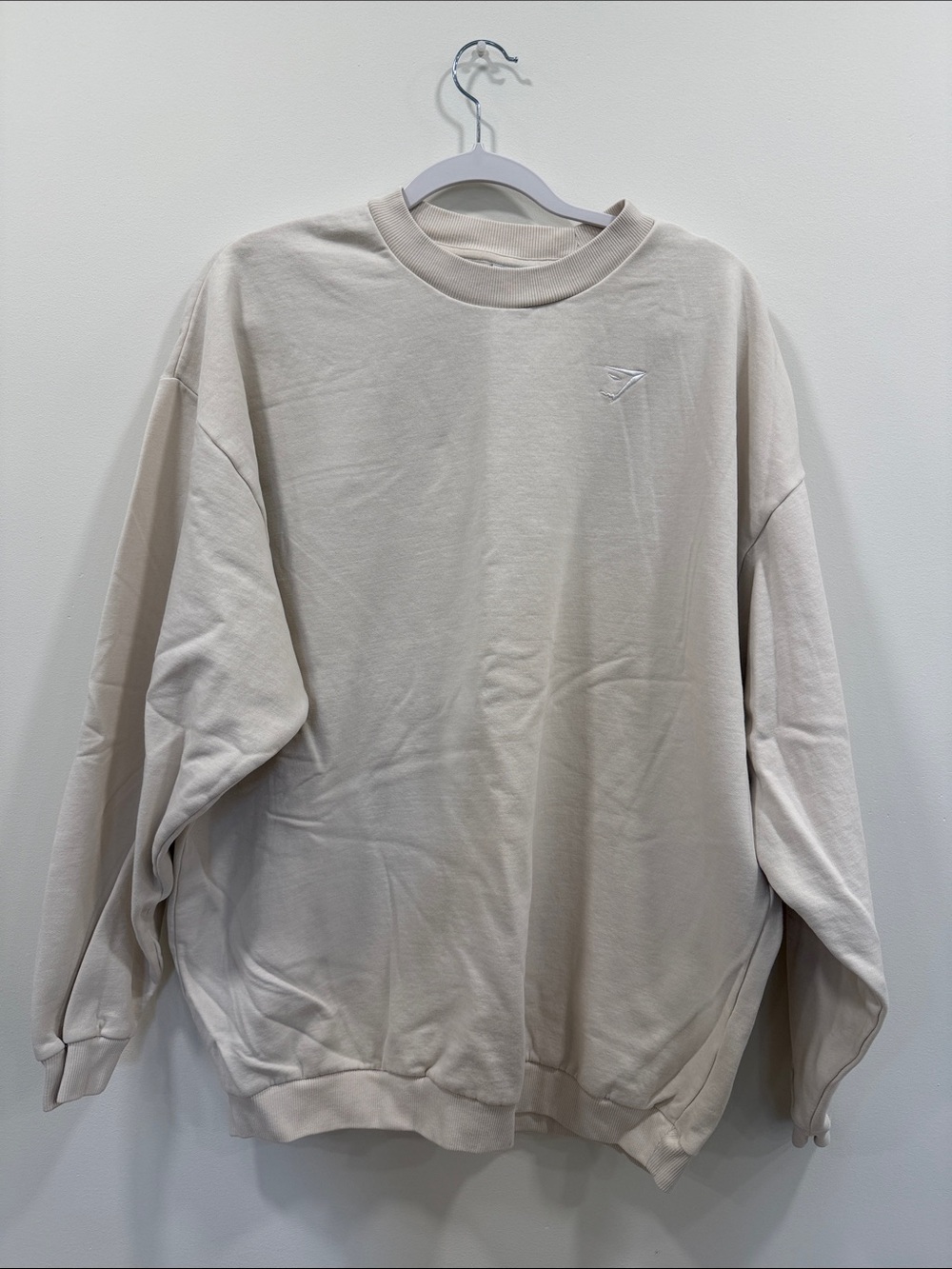 Woman’s oversized Crewneck Sweater in Light Beige